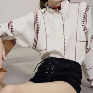 Isabel marant Etoile Delphine embroidered linen blouse